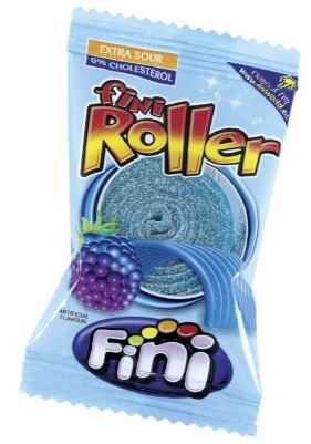 Fini Roller kyselá želatinová páska s příchutí modré maliny 20 g