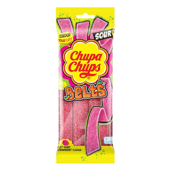 Chupa Chups kyselé pásky s jahodovou příchutí 90 g
