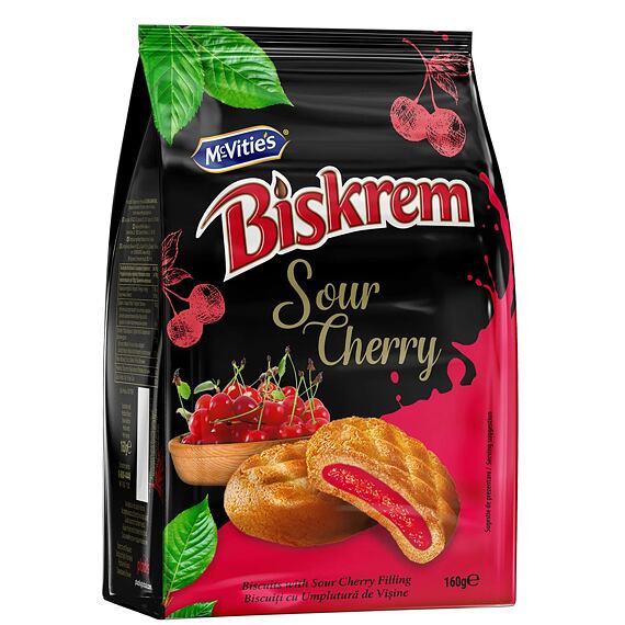 McVitie's Biskrem sušenky s třešňovou náplní 160 g