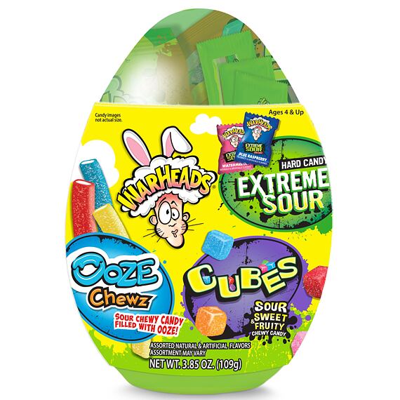 Warheads velikonoční vajíčko s kyselými bonbony a pendreky 109 g