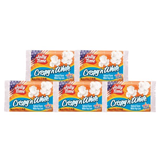 Jolly Time Crispy'n White slaný popkorn 100 g Zvýhodněné Balení 5 ks