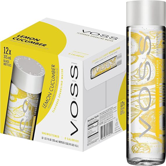 VOSS Lemon Cucumber Perlivá Sklo 375 ml Celé Balení 12 ks