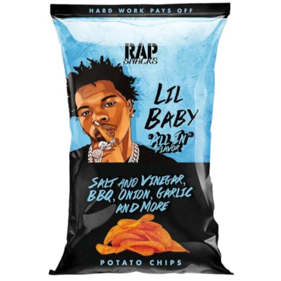 Rap Snacks Lil Baby chipsy s příchutí octa, BBQ, cibule, česneku a dalších příchutí 71 g