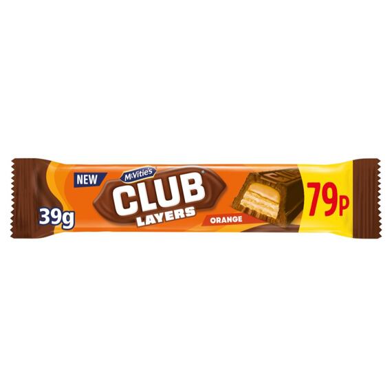 McVitie's Club Layers čokoládová tyčinka s pomerančovou příchutí 39 g PM