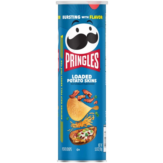 Pringles Loaded Potato Skins bramborové chipsy s příchutí pečené brambory s čedarem 158 g