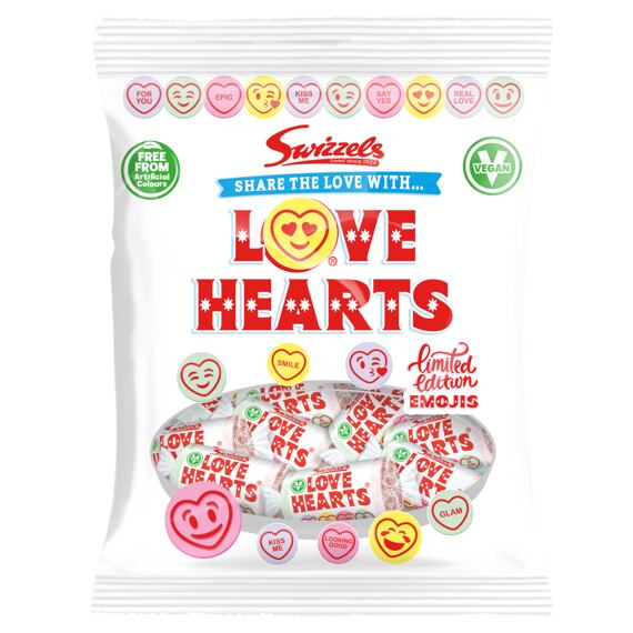 Swizzels Love Hearts šumivé bonbonky s ovocnými příchutěmi 75 g