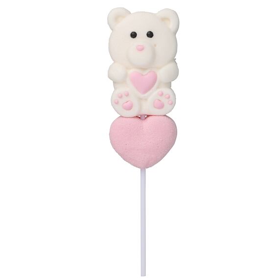 Becky's Teddy marshmallow lízátko ve tvaru medvídka se srdíčkem 1 ks 60 g