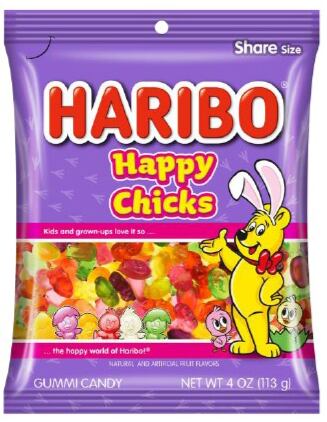 Haribo žvýkací bonbony ve tvaru kuřátek s ovocnými příchutěmi 113 g