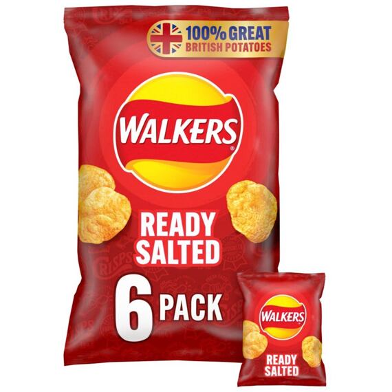 Walkers solené bramborové chipsy 6 x 25 g