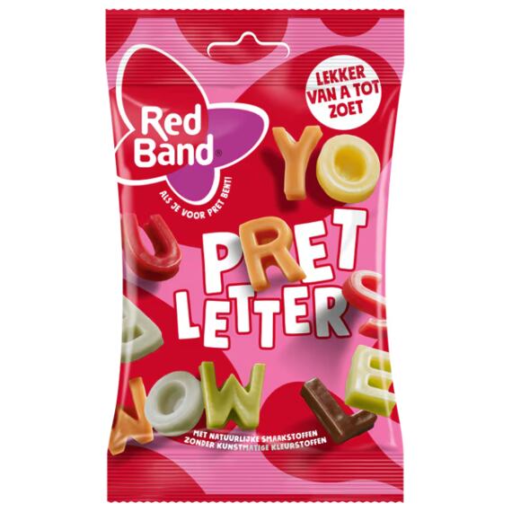Red Band žvýkací bonbonky s ovocnými příchutěmi ve tvaru písmenek 125 g