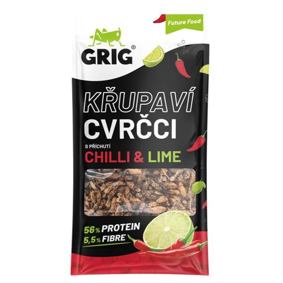 Grig sušení cvrčci s příchutí chilli a limetky 13 g