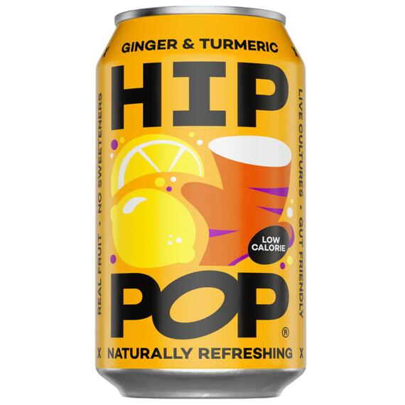 Hip Pop Living Soda synbiotická limonáda s příchutí zázvoru a kurkumy 330 ml
