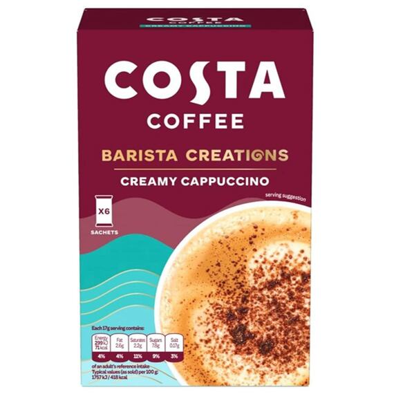 Costa Coffee instantní krémové cappuccino 6 x 17 g