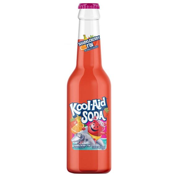 Kool-Aid Sharkleberry Fin sycený nápoj s příchutí jahody, pomeranče a banánu 355 ml