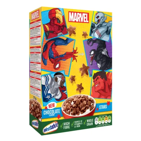 Weetabix Marvel pšeničné cereálie ve tvaru hvězdiček s příchutí čokolády 500 g