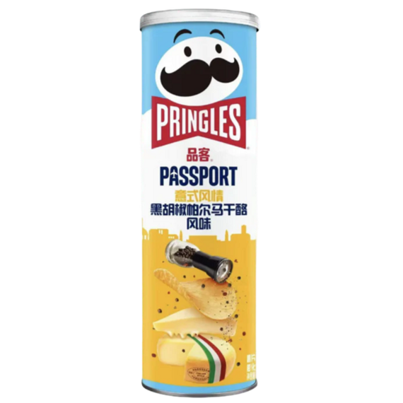 Pringles Italian Style bramborové chipsy s příchutí parmezánu a černého pepře 110 g
