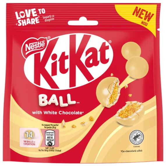 KitKat sušenkové kuličky v polevě z bílé čokolády 140 g