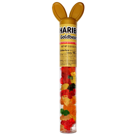 Haribo žvýkací bonbony ve tvaru medvídků s ovocnými příchutěmi v plastové tubě 72 g