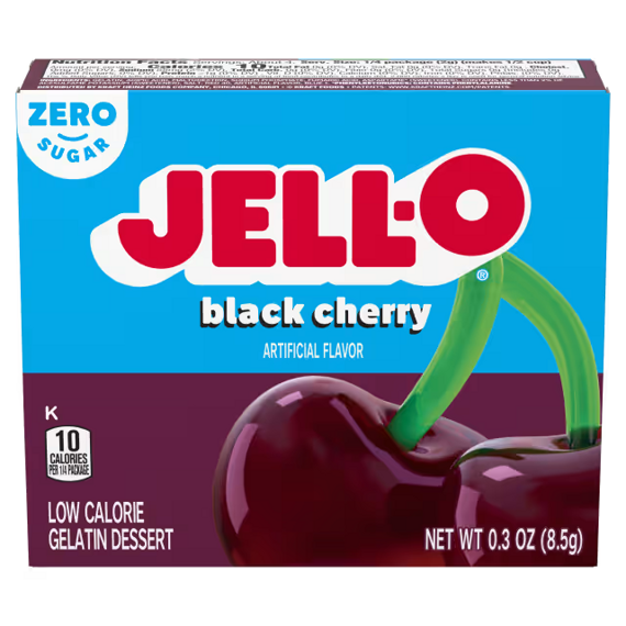 Jell-O instant cukormentes zselatin fekete cseresznye ízesítéssel 8,5 g