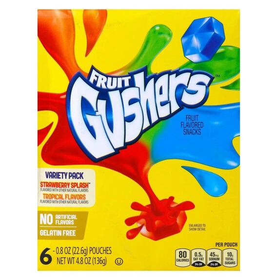 Betty Crocker Gushers bonbonky s příchutí tropického ovoce a jahody 136 g