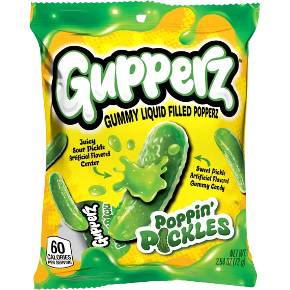 Gupperz želé bonbony ve tvaru a s příchutí kyselých okurek s náplní 72 g