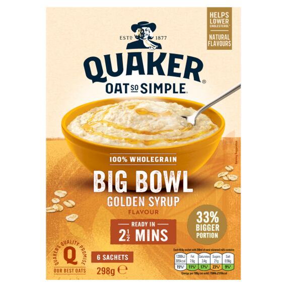 Quaker instantní ovesná kaše s příchutí světlé melasy 6 x 49,6 g