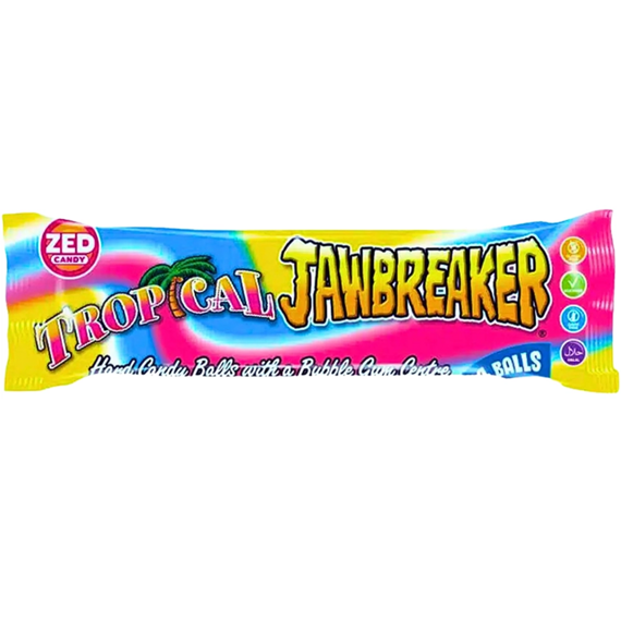 ZED Candy Jawbreaker bonbony se žvýkačkou s příchutí tropického ovoce 33 g
