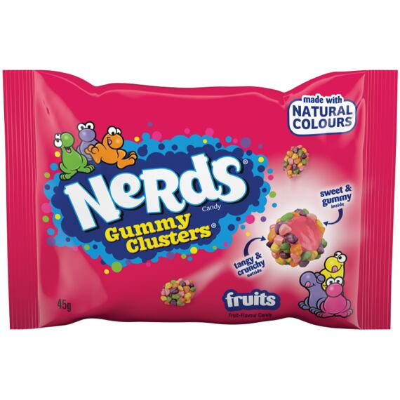 Nerds Clusters Fruits žvýkací bonbony v cukrové skořápce s ovocnými příchutěmi 45 g