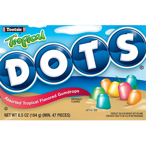Tootsie Dots gumové bonbonky s příchutí tropického ovoce 184 g
