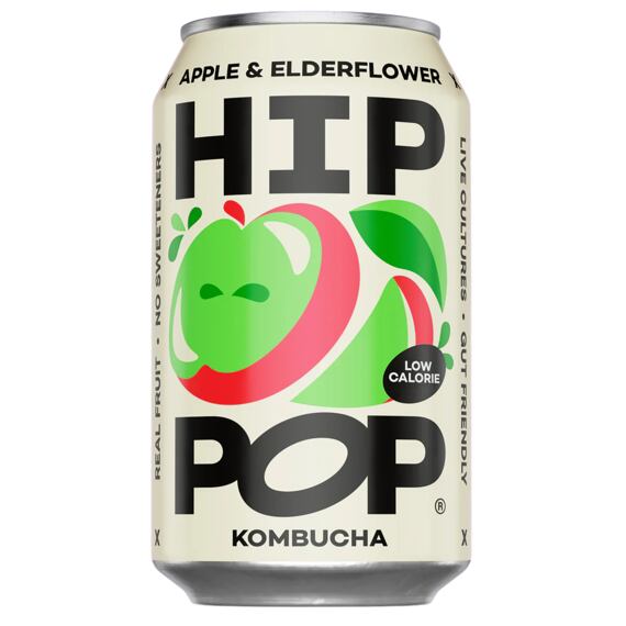 Hip Pop Kombucha fermentovaný čaj s příchutí jablka a bezinky 330 ml