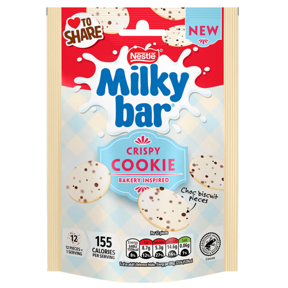 Nestlé Milkybar knoflíčky z bílé čokolády s příchutí sušenek 86 g