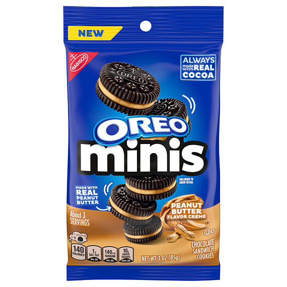 Oreo Minis sušenky s náplní s příchutí arašídového másla 85 g