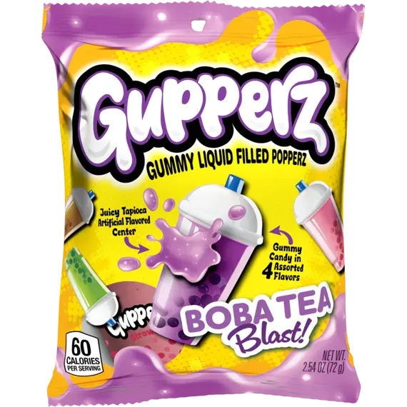 Gupperz želé bonbony ve tvaru a s příchutí bubble tea s náplní 72 g