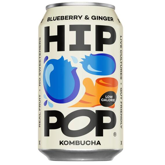 Hip Pop Kombucha fermentovaný čaj s příchutí borůvky a zázvoru 330 ml