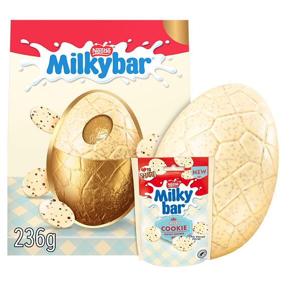 Milkybar fehér csokoládé tojás keksz ízű gombokkal 236 g