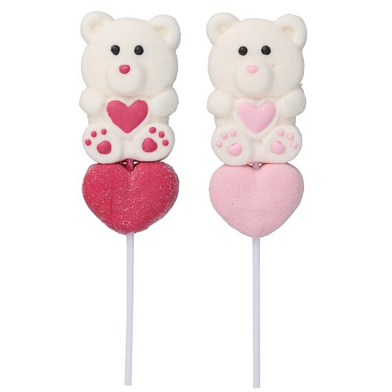 Becky's Teddy marshmallow lízátko ve tvaru medvídka se srdíčkem 1 ks 60 g