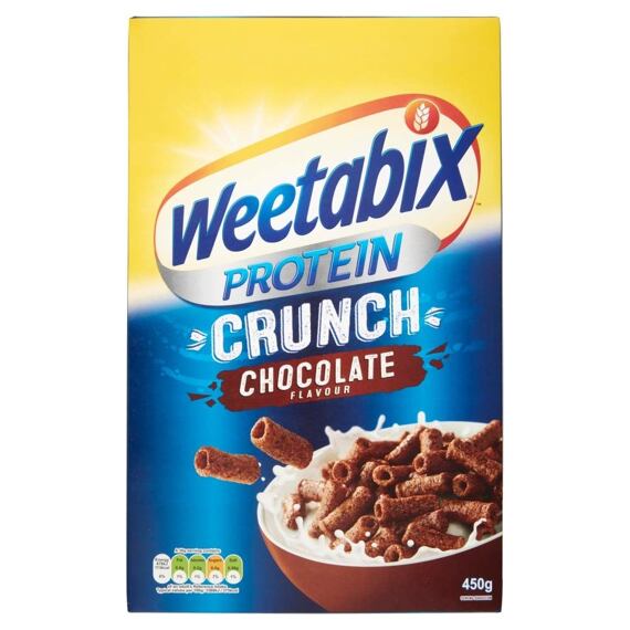 Weetabix rolované celozrnné pšeničné kakaové cereálie se zvýšeným obsahem proteinu 450 g