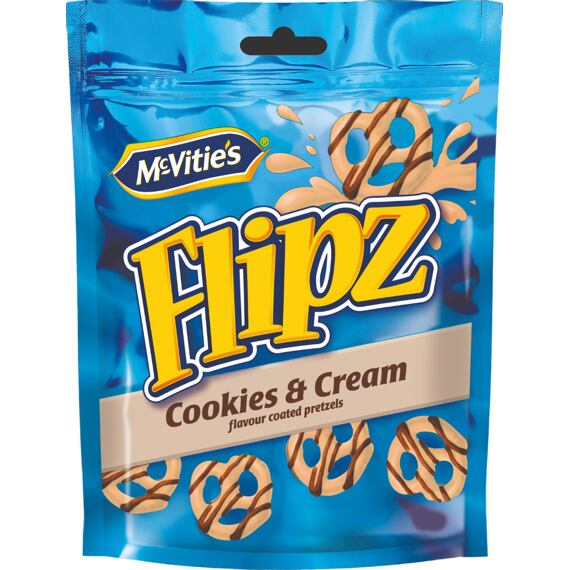 Flipz McVitie's preclíky s polevou s příchutí sušenek a krému 90 g celé balení 6 ks