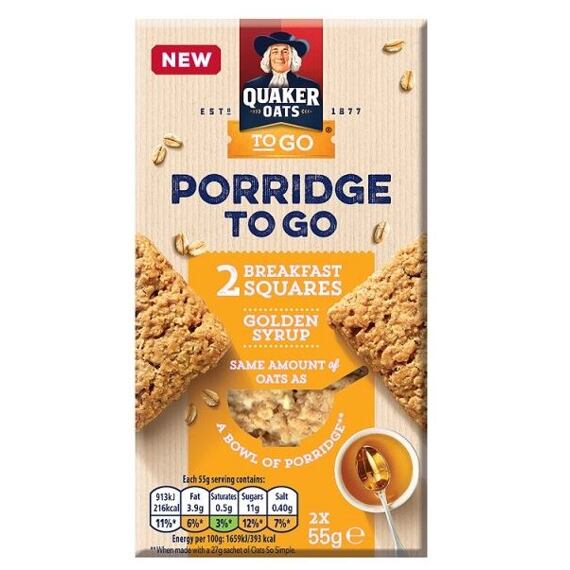 Quaker celozrnné ovesné tyčinky s příchutí sirupu 2 x 55 g