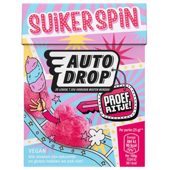 Autodrop žvýkací bonbonky ve tvaru autíček s příchutí cukrové vaty 275 g