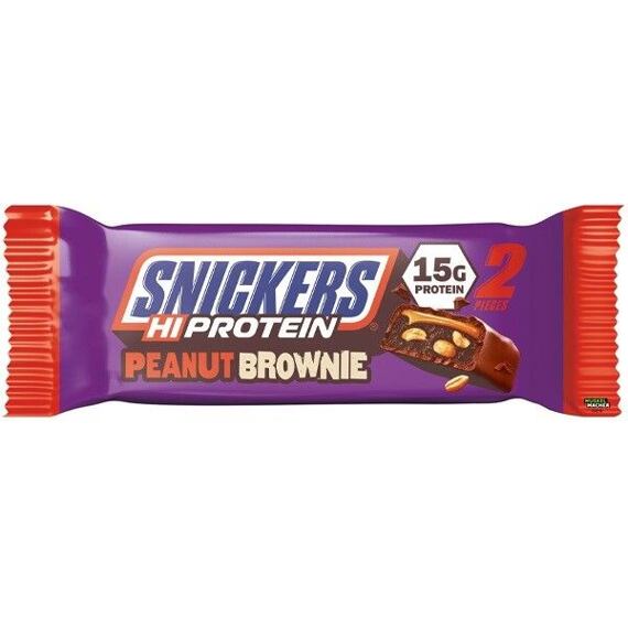 Snickers proteinová tyčinka s karamelem, arašídy a náplní s příchutí brownie 50 g