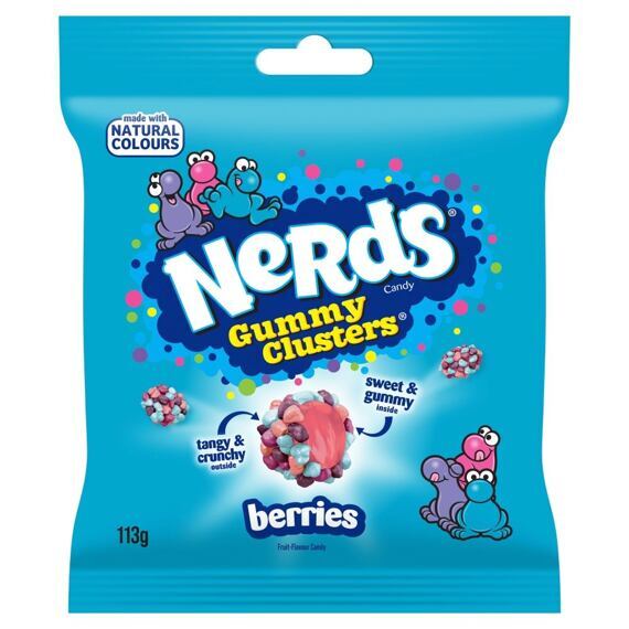 Nerds Clusters Berry žvýkací bonbony v cukrové skořápce s ovocnými příchutěmi 113 g