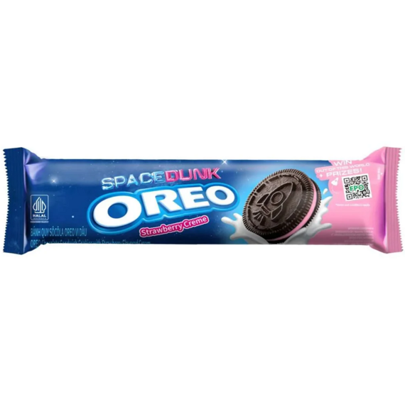 Oreo Space Dunk kakaové sušenky s náplní s příchutí jahody 110,4 g