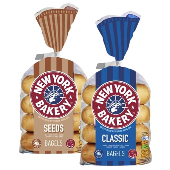New York Bakery pšeničné bagely se semínky 4 x 75 g + New York Bakery classic bagely 4 x 75 g
