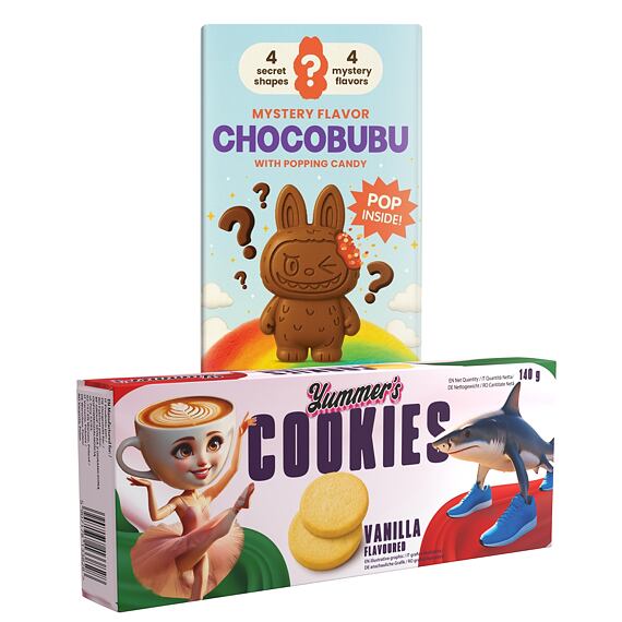 Mystery Chocobubu 100 g + Yummer's Italian Brainrot sušenky s příchutí vanilky 140 g