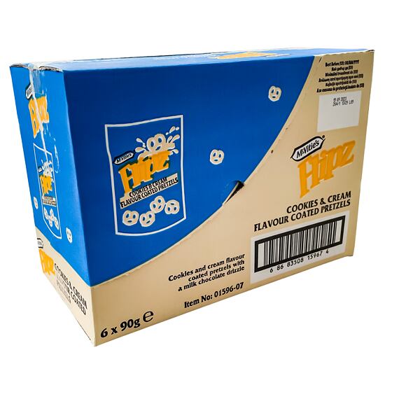 Flipz McVitie's preclíky s polevou s příchutí sušenek a krému 90 g celé balení 6 ks