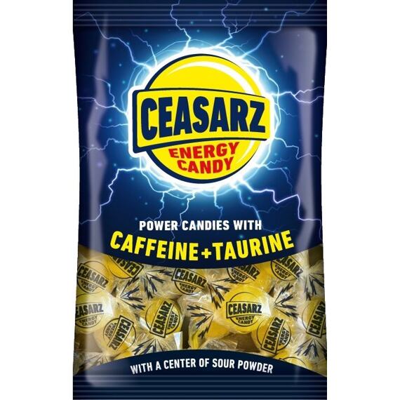 Ceasarz energetické bonbóny s kyselým práškovým středem s kofeinem a taurinem 120 g