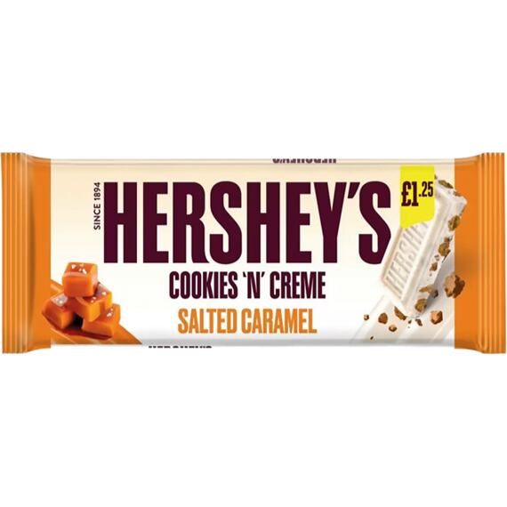 Hershey's bílá čokoláda s kousky sušenek s příchutí slaného karamelu 90 g