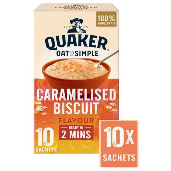 Quaker ovesná kaše s příchutí karamelové sušenky 10 x 33,4 g