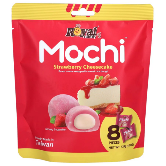 Royal Family koláčky mochi s příchutí jahodového cheesecaku 120 g